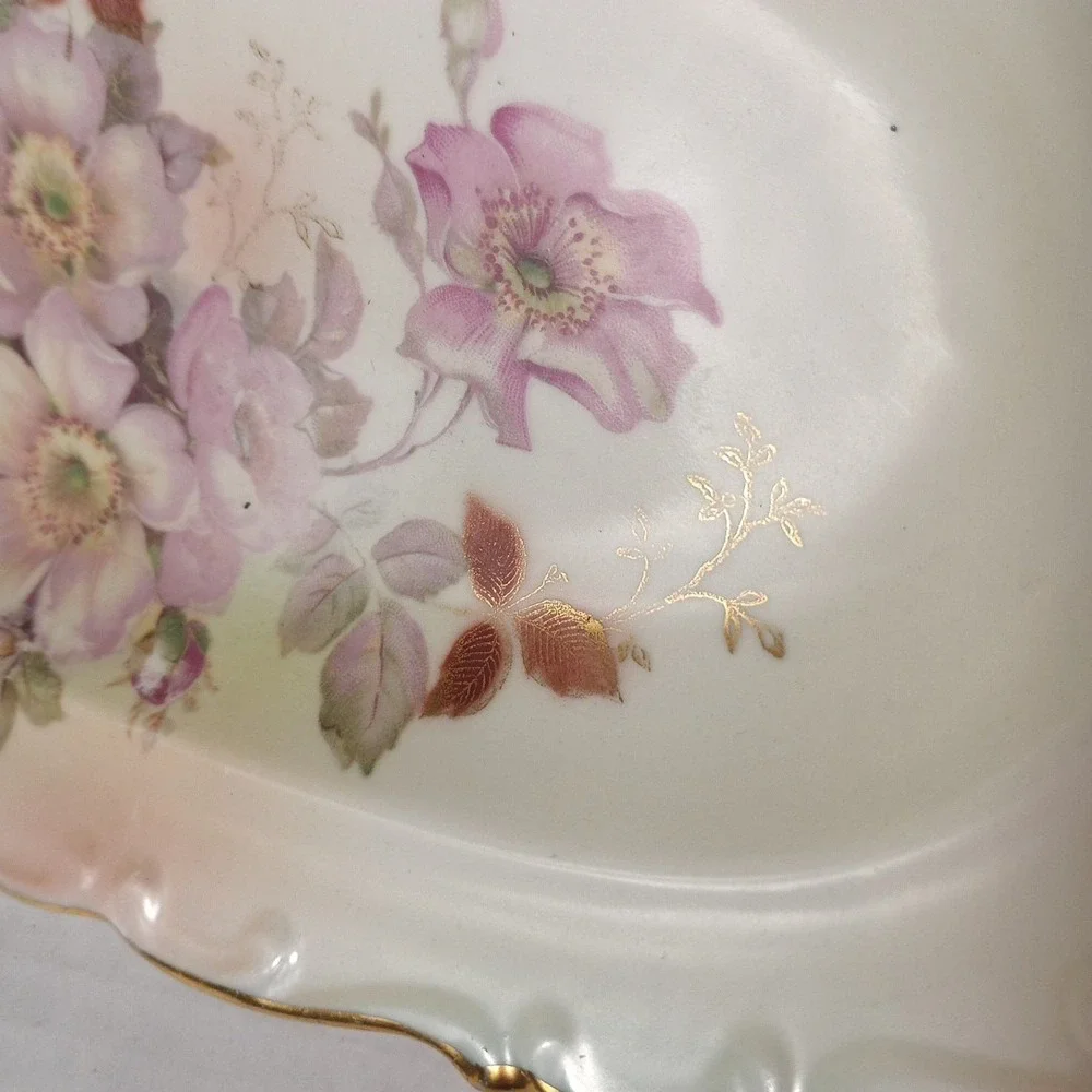 VTG Royal Bayreuth Royal Tettau Germany U.S. Zone Cream Floral Oval Serving Dish